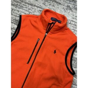 Polo Ralph Lauren Performance Fleece Vest Mens Small Orange Pony NWOT  $168